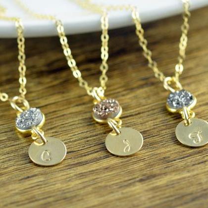 Gold Initial Necklace - Personalized Hand Stamped..