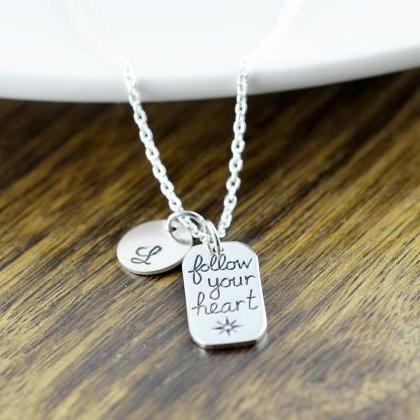 Personalized Silver Follow Your Heart Necklace -..