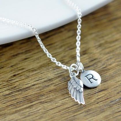 Personalized Silver Wing Necklace - Remembrance..