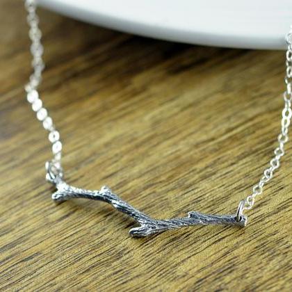 Silver Branch Necklace - Tree Layering Necklace -..