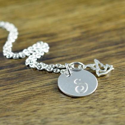 Hummingbird Charm Initial Personalized Sterling..