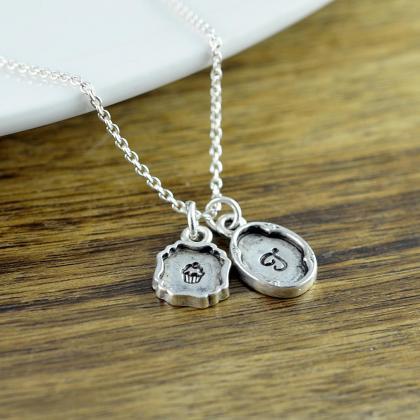 Personalized Cupcake Necklace - Hand Stamped..