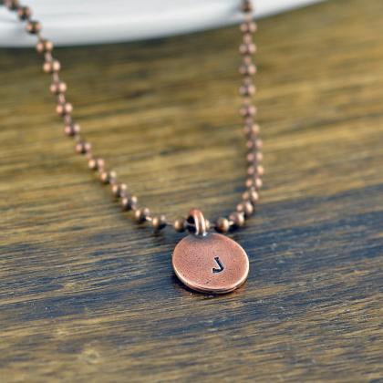 Copper Initial Necklace - Pendant Necklace - Mens..