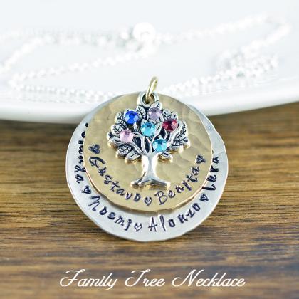 Family Tree Necklace - Tree Of Life Pendant -..
