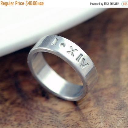 Personalized Ring, Unisex Ring, Roman Numeral..