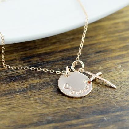 Rose Gold Cross Necklace -personalized Name..