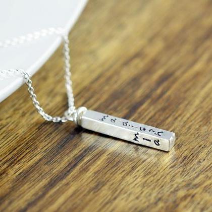 4 Sided Name Bar Necklace - Hand Stamped Mother..