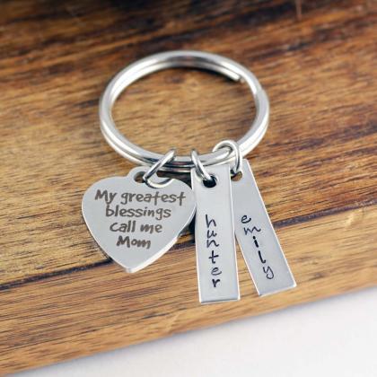 My Greatest Blessings Call Me Mom Keychain,..