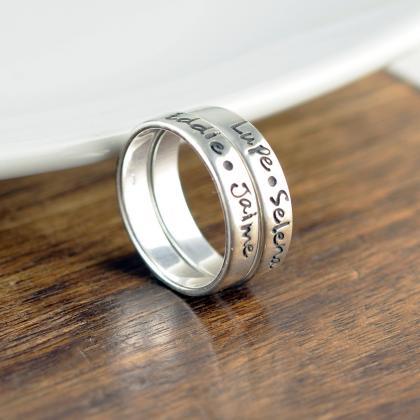 Silver Rings, Custom Name Ring, Mothers Ring,name..