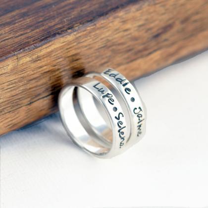 Silver Rings, Custom Name Ring, Mothers Ring,name..