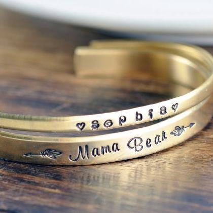 Mama Bear, Custom Cuff Bracelet, Pe..