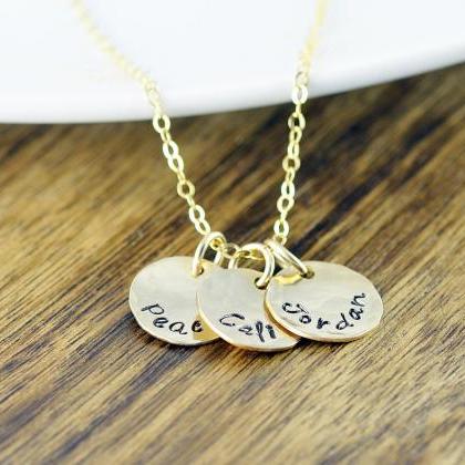 Gold Name Necklace - Hand Stamped Necklace - Gold..