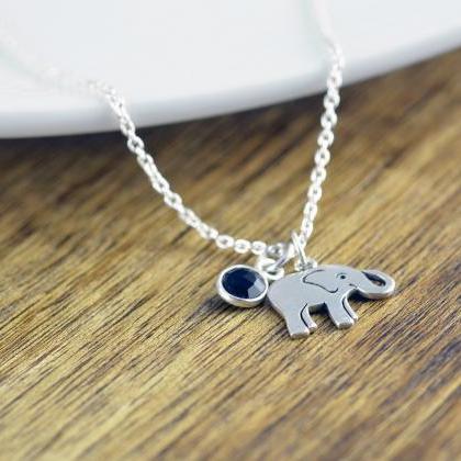 Elephant Necklace - Elephant Jewelry - Gemstone..