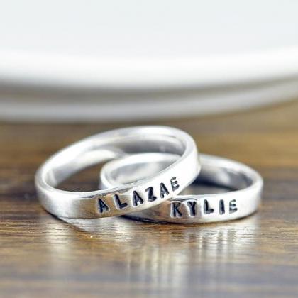 Personalized Stacking Rings, Personalized Gifts, Custom Ring, Name Ring ...