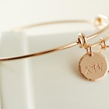 Personalized Hand Stamped Rose Gold Bangle..
