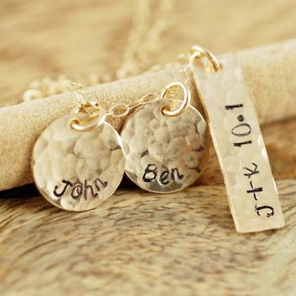 Personalized Hand Stamped Necklace, Mommy Jewelry,..