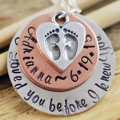 Baby Footprint Necklace - Mommy Necklace - Hand..