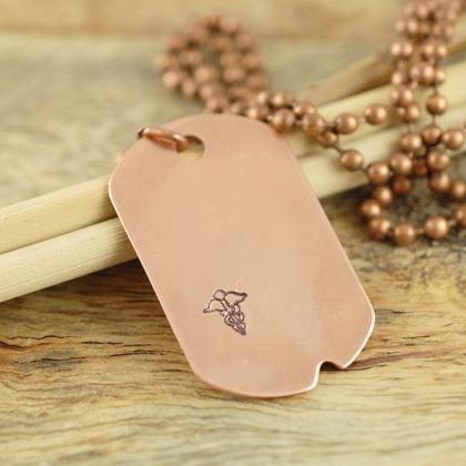 Copper Dog Tag Necklace - Personalized Medical Id..