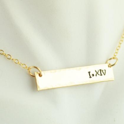 Gold Bar Name Necklace, Personalized Rectangle..