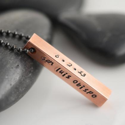 Personalized Hand Stamped Copper Bar, Mens Copper..