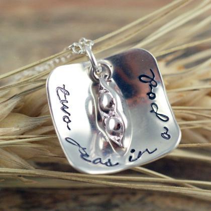 Two Peas In A Pod - Personalized Hand Stamped..
