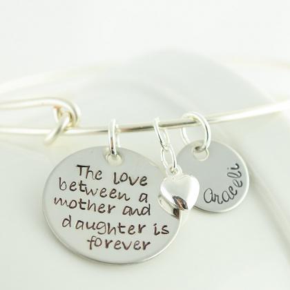 Personalized Bangle Bracelet, The Love Between And..
