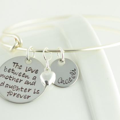 Personalized Bangle Bracelet, The Love Between And..