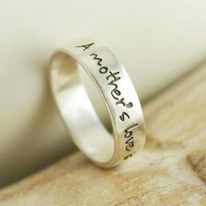 Personalized Hand Stamped Sterling Silver Ring - A..