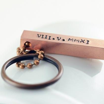 Valentines Gift, Copper Bar Key Chain, Custom..