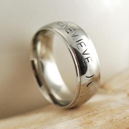Mens Personalized Ring, Hand Stamped Ring,..