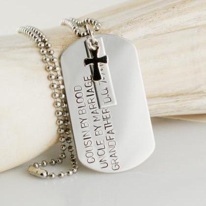 Hand Stamped Mens Necklace - Personalized Dog Tag..