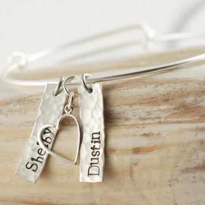 Personalized Bangle Bracelet - Name Bracelet -..