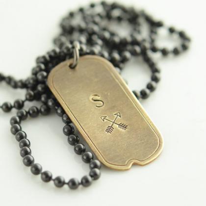Personalized Dog Tag Necklace, Hand Stamped Mens..