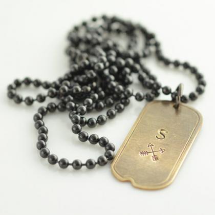 Personalized Dog Tag Necklace, Hand Stamped Mens..