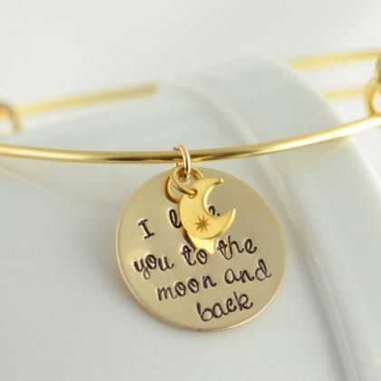 Personalized Bangle Bracelet, I Love You To The..