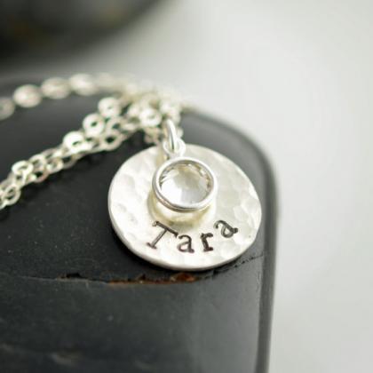 Sterling Silver Necklace, Birthstone Necklace,..