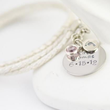 Hand Stamped Mommy Bracelet - Personalized Charm..