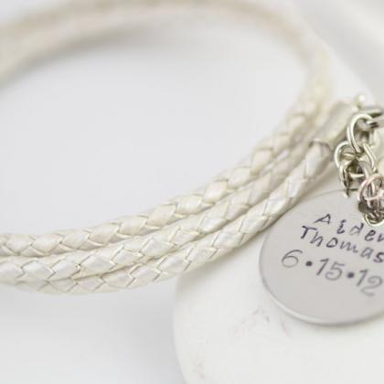 Hand Stamped Mommy Bracelet - Personalized Charm..