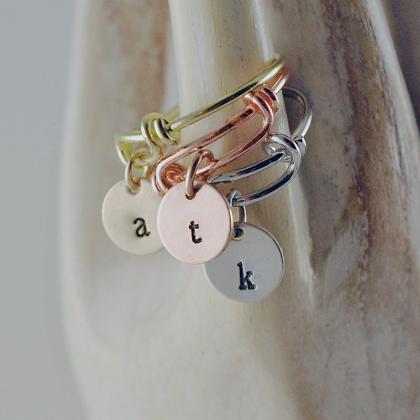Personalized Charm Initial Ring, Dangle Stacking..