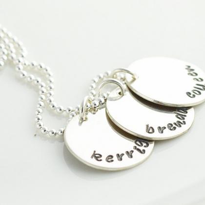 Mommy Necklace, Sterling Silver Disc Necklace,..