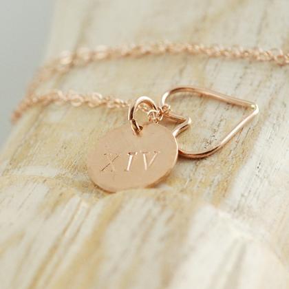 Personalized Rose Gold Initial Necklace, Hand..