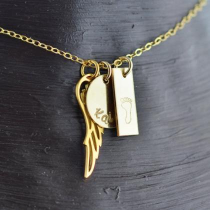 Personalized Hand Stamped Necklace, Gold Name..