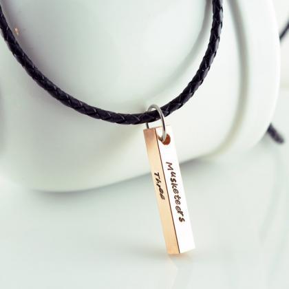 Personalized Mens Necklace - Copper Bar Hand..