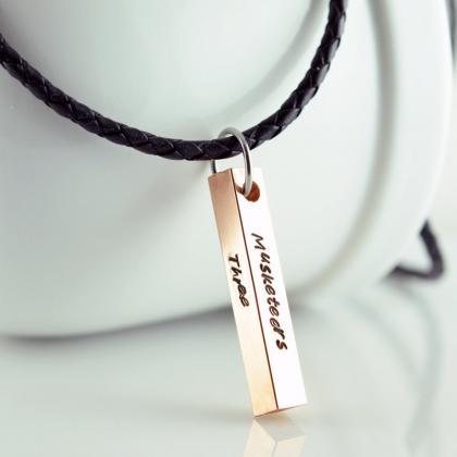 Personalized Mens Necklace - Copper Bar Hand..