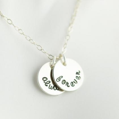 Mother Necklace, Sterling Silver Disc Necklace..