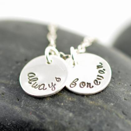 Mother Necklace, Sterling Silver Disc Necklace..