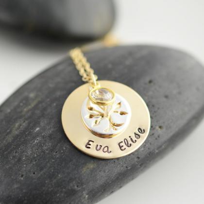 Hand Stamped Gold Necklace, Mommy Jewelry,..