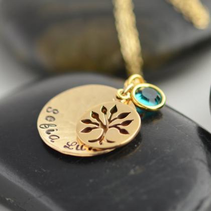 Hand Stamped Gold Necklace, Mommy J..