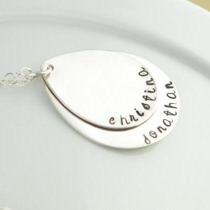 Sterling Silver Oval Layered Name Necklace,..