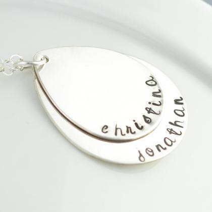 Sterling Silver Oval Layered Name Necklace,..